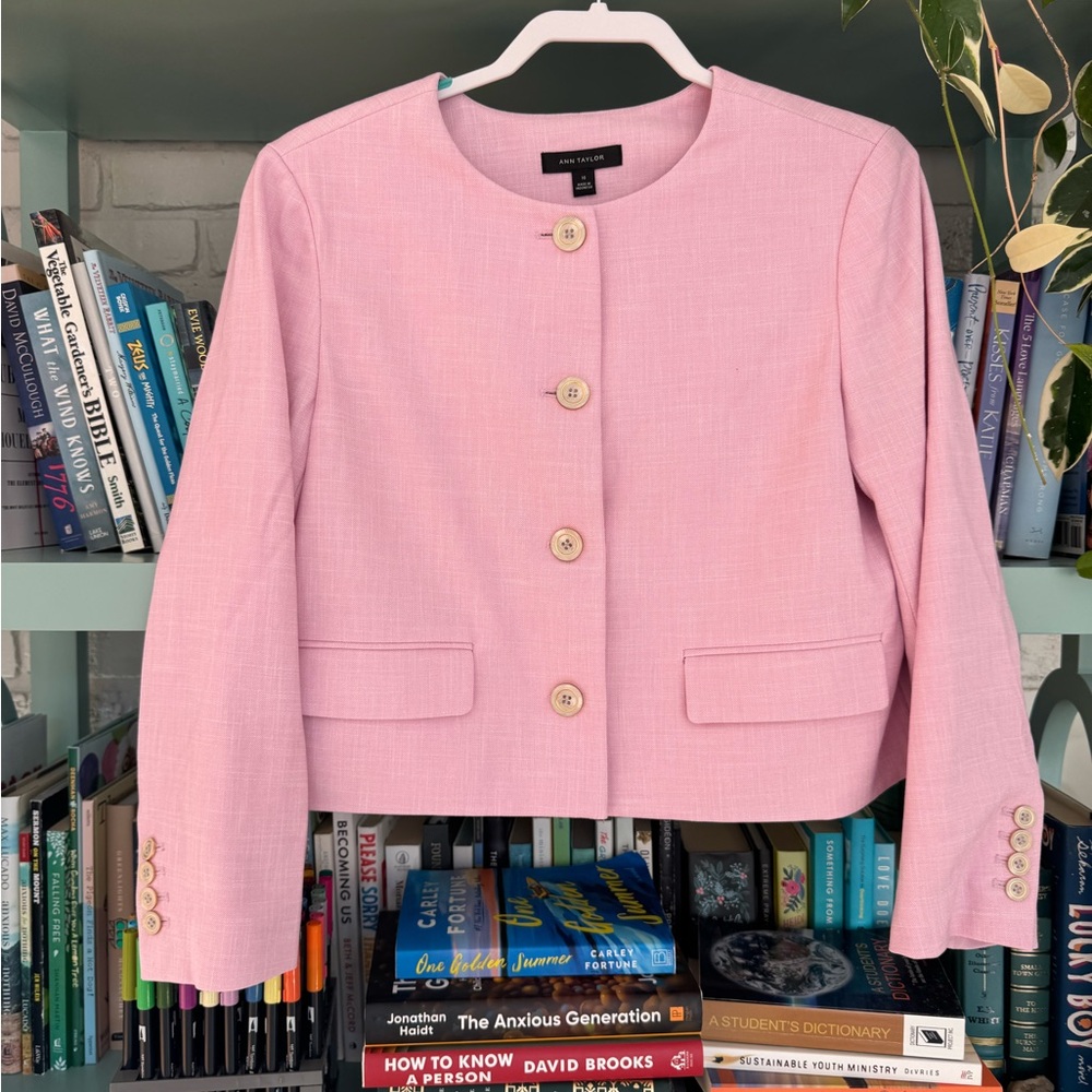 Ann Taylor Pink Cropped Lady Jacket